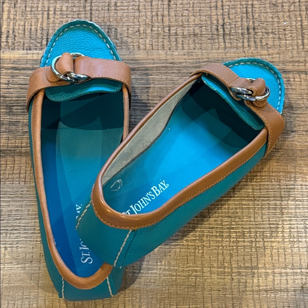 St. John's Bay Turquoise and Tan Slip-On Shoes
